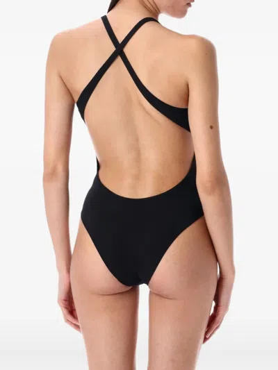 交叉带连体泳衣