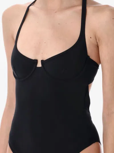 交叉带连体泳衣