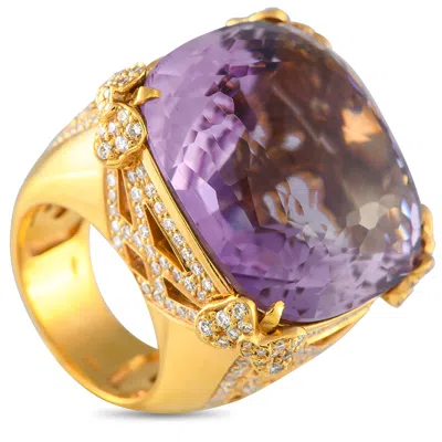 Pasquale Bruni 18k Yellow Gold 2.64ct Diamond And Amethyst Statement Ring Pb02-050125