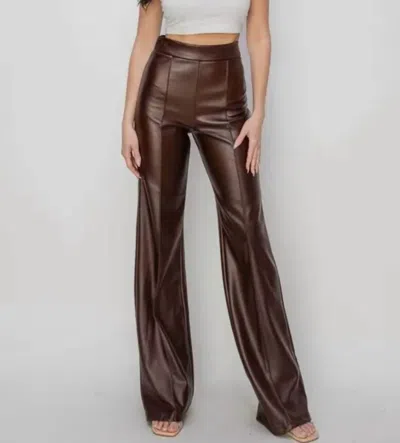 Canvas Apparel Amelia High Waisted Pleather Pants In Brown