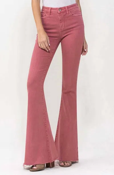 Vervet By Flying Monkey Autumn High Rise Flare Jeans In Mineral Red