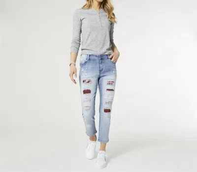 Coco + Carmen Rayne Boyfriend Patch Jean In Light Denim