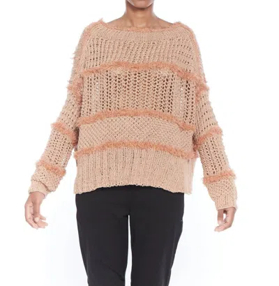 MATTHILDUR HERBARIUM HAND KNIT COTTON SWEATER IN APRICOT/DARK APRICOT 