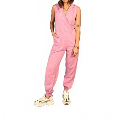 FATE HOODIE SLICED FRONT JUMPSUIT IN DUSTY LILAC 