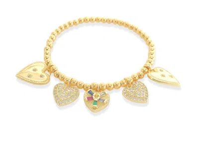 Omg Blings Women's Heart Stretch Bracelet In Gold