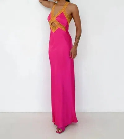 Rumored Crossroads Maxi Dress In Fuschia