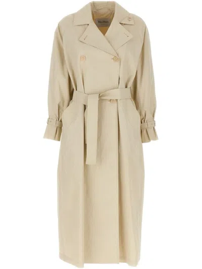 Max Mara Double-breasted Ivory Trench Coat With Belted Waist