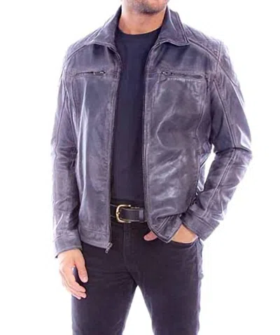Scully Men's Washed Lamb Leather Jacket In Vintage Grey