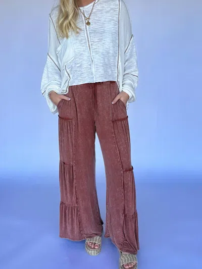 MITTOSHOP WIDE LEG TIERED PANTS IN SIENNA 
