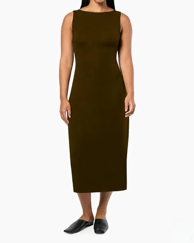 Weworewhat Boat Neck Midi Dress In Military Olive