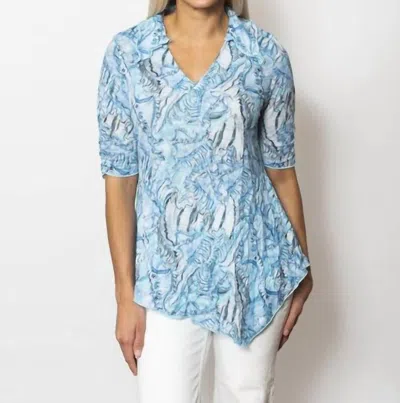 Sno Skins Printed Crinkle Johnny Collar Top In Surf
