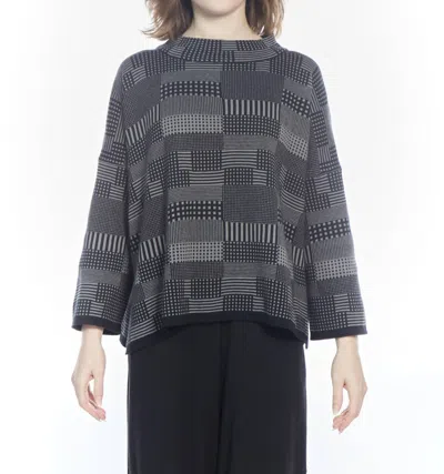 MATTHILDUR BRIANNA PATTERNED LONG SLEEVE SWEATER IN BLACK INK 