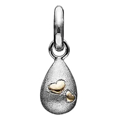 Story Jewellery Gold Plate Heart Drop Charm In Rhodium Silver