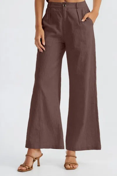 Sndys Hale Linen Pants In Chocolate