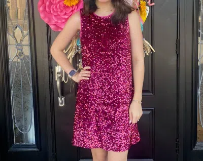 Entro Sleeveless Sequin Dress In Ruby