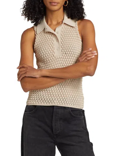 Rag & Bone Georgia Sleeveless Polo In Beige