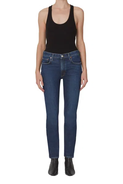 Agolde Riley Long High Rise Straight Jeans In Pose