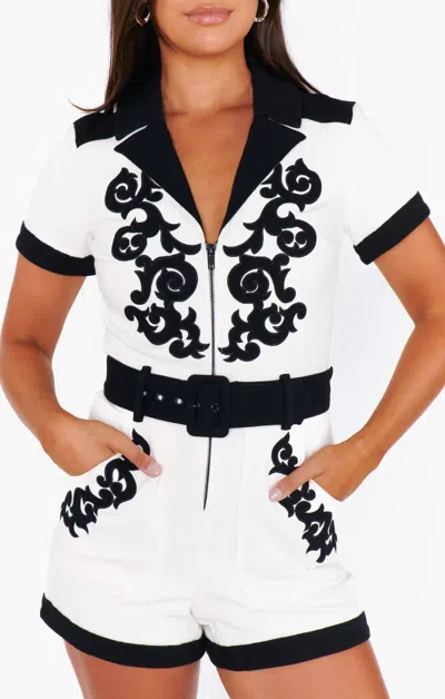 SHOW ME YOUR MUMU OUTLAW ROMPER IN BLACK AND WHITE 