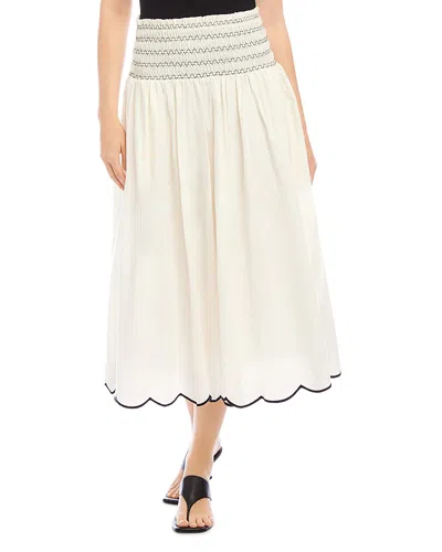 Fifteen Twenty Elsa Smocked Waist Midi Skirt In Cream