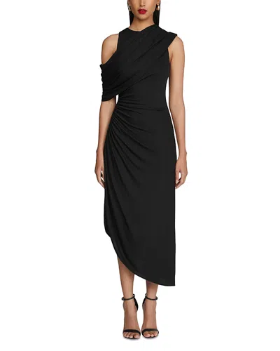 Halston Gabrielle Draped Matte Jersey Midi Dress