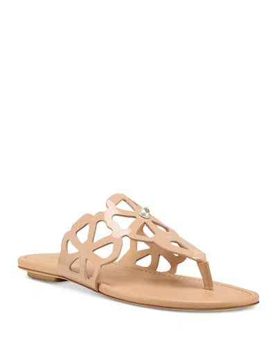 Stuart Weitzman Jasmine Patent Cutout Thong Sandals