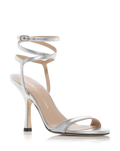 Stuart Weitzman Nudist Metallic Ankle-wrap Sandals