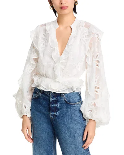 Bardot Frill Embroidered Blouse