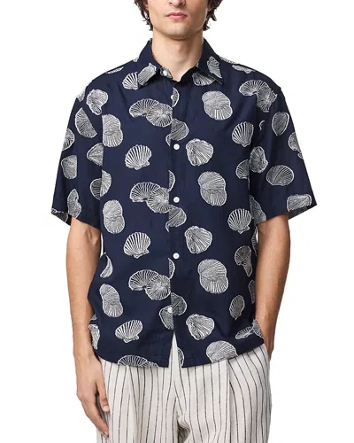 Nn07 Freddy 5715 Short Sleeve Button-up Shirt In Blue