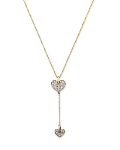 Bloomingdale's Fine Collection Diamond Double Heart Lariat Pendant Necklace In 14k Yellow Gold, 0.45 Ct. T. W.