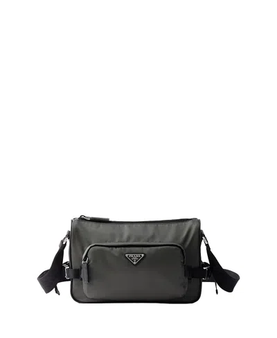 Prada Mens Green Medium Re-nylon And Saffiano-leather Shoulder Bag