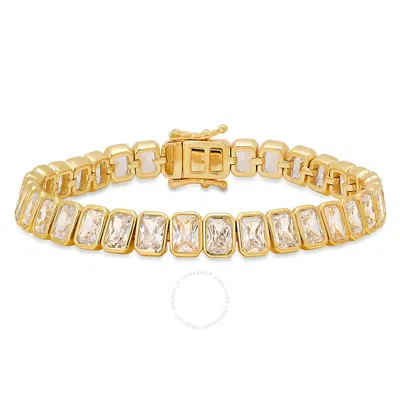 Kylie Harper 14k Gold Over Silver Bezel-set Emerald-cut Cz Tennis Bracelet
