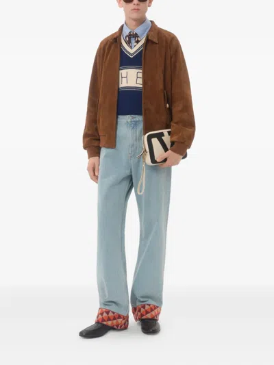 Valentino Denim Trousers With Jacquard Hem