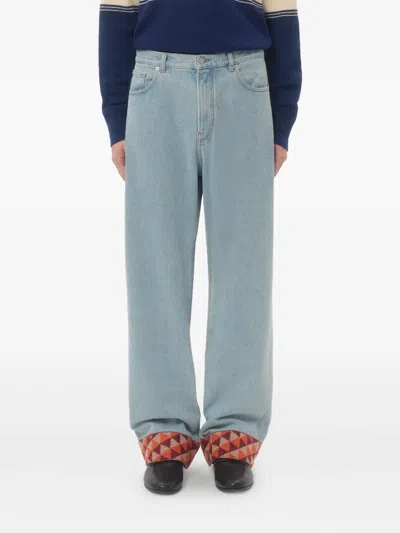 Valentino Denim Trousers With Jacquard Hem