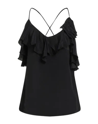 Manila Grace Woman Top Black Size 8 Acetate, Silk