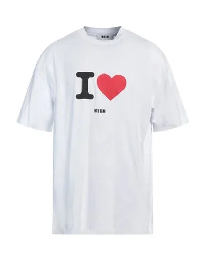 Msgm Man T-shirt White Size Xl Cotton