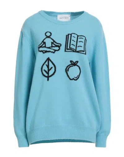 Alberta Ferretti Woman Sweater Sky Blue Size 8 Wool, Cashmere
