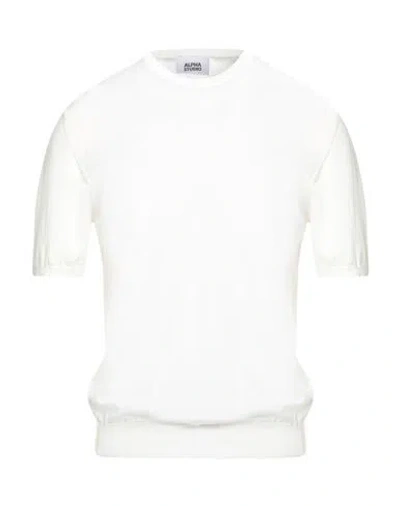 Alpha Studio Man Sweater White Size 48 Cotton