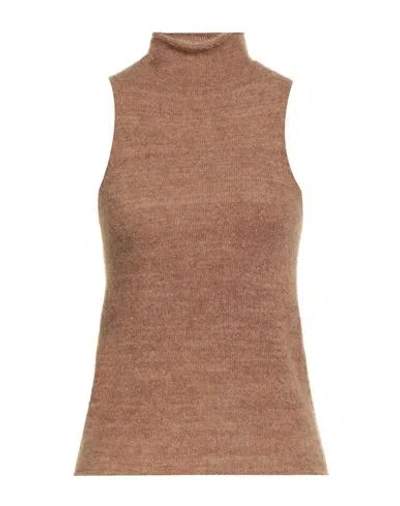Vicolo Woman Turtleneck Brown Size Onesize Polyester, Polyamide