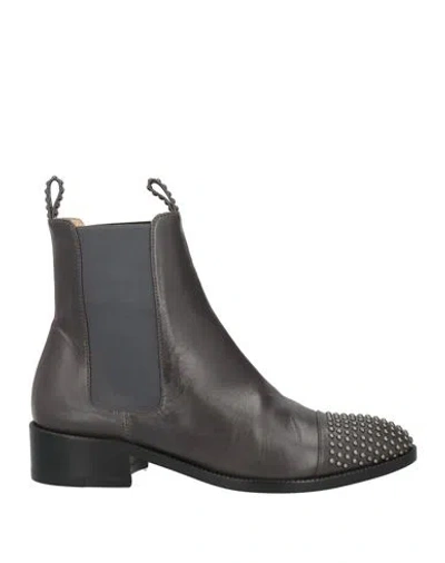 Testoni Woman Ankle Boots Charcoal Size 6.5 Leather
