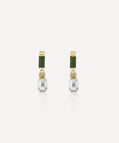 Laura Vann 18ct Gold-plated Vermeil Silver Column Emerald Cut Drop Earrings