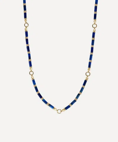 Laura Vann 18ct Gold-plated Column Lapis Bead Necklace