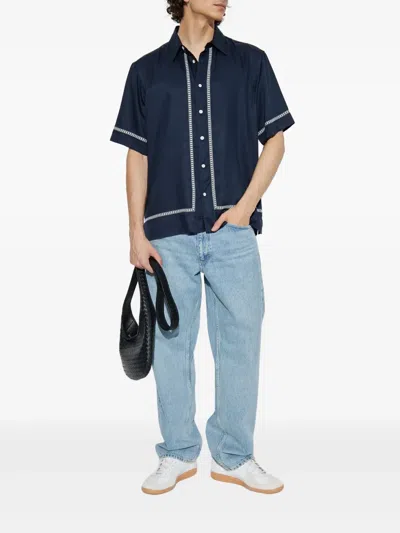 Rag & Bone Lapel Short-sleeved Shirt In Blue