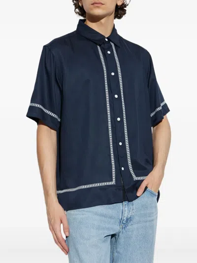 Rag & Bone Lapel Short-sleeved Shirt In Blue