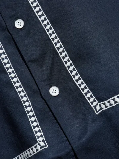 Rag & Bone Lapel Short-sleeved Shirt In Blue