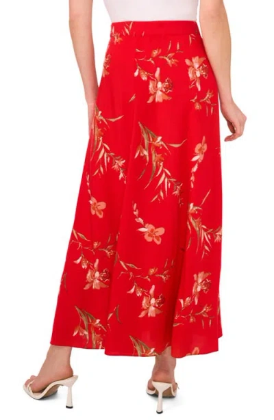 Cece Floral Print Maxi Skirt In Red