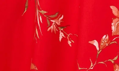 Cece Floral Print Maxi Skirt In Red