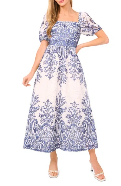Ted Baker Print Eyelet Puff Sleeve Midi Dress