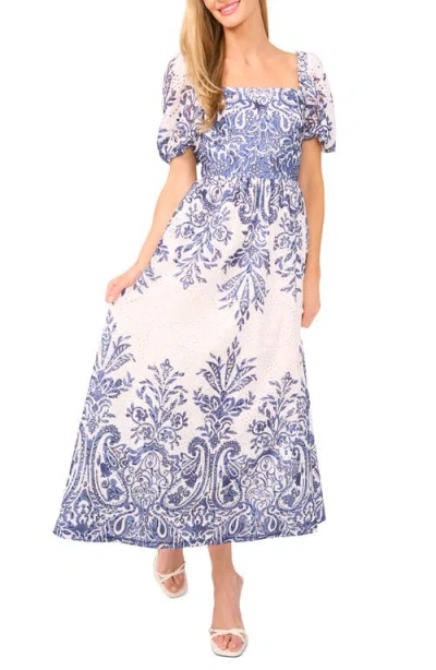 Ted Baker Print Eyelet Puff Sleeve Midi Dress