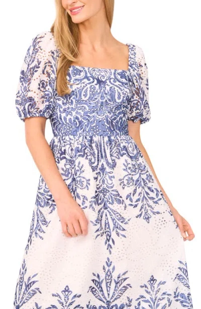 Ted Baker Print Eyelet Puff Sleeve Midi Dress