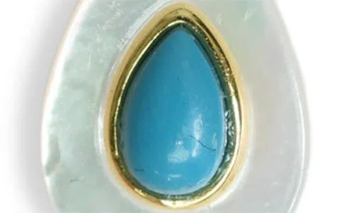 Argento Vivo Teardrop Mother-of-pearl & Turquoise Stud Earrings